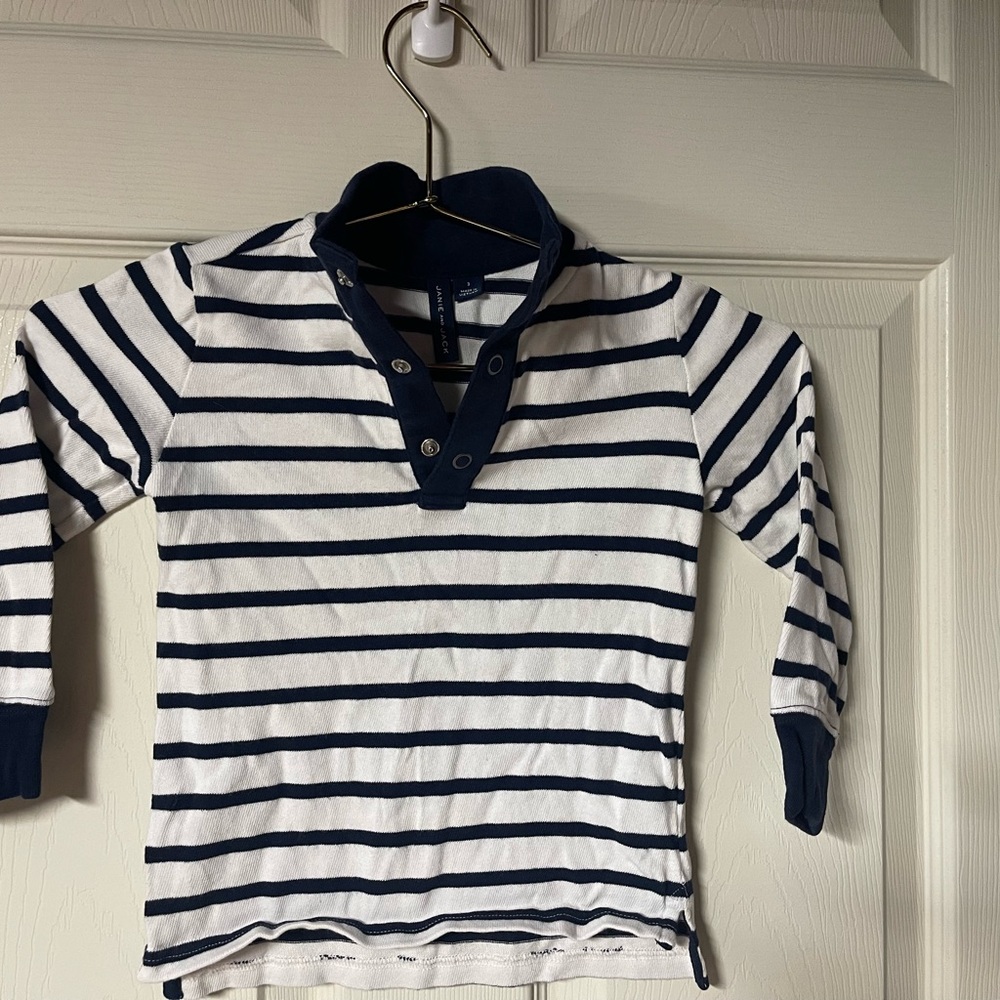 Janie and Jack Navy and White Striped Button Down Shirt